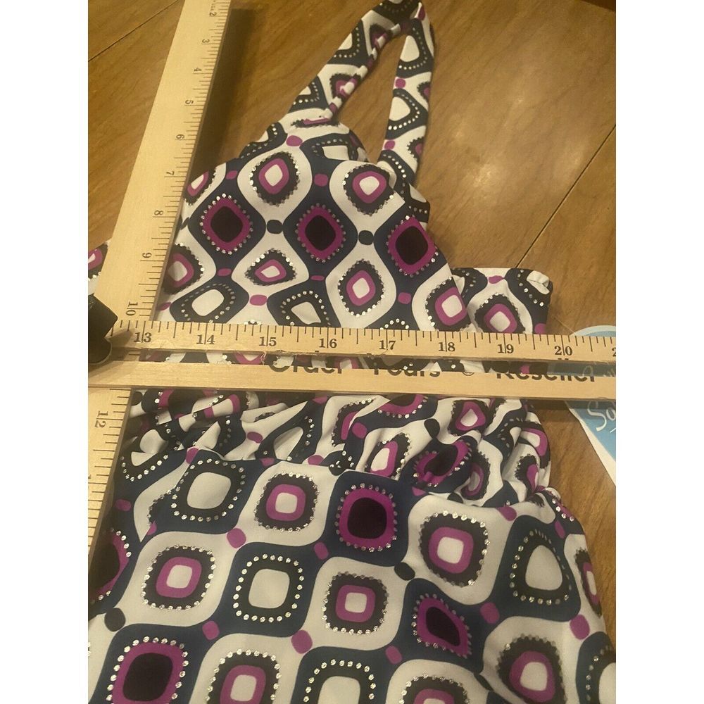 Womens Plus Size 24W Bathing Suit Purple Geometric Pattern NWT E - Picture 5 of 10